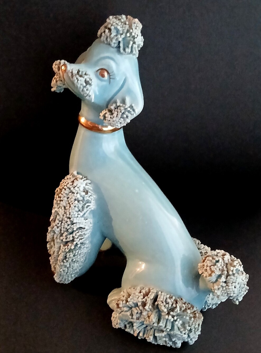 XLARGE Vintage 1950's Blue Spaghetti Poodle W/Gold